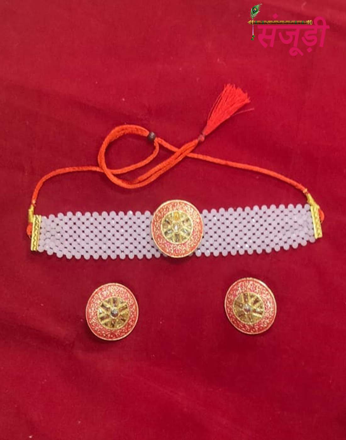 Rajputi Chatai Choker Set with Baby Pink Pearl