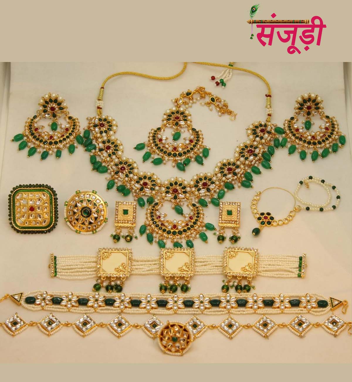 Buy Saundaryam Fashions Women's Rajasthani Royal Rajputi Cream Color  Jewellery Combo Set Online in India - Etsy